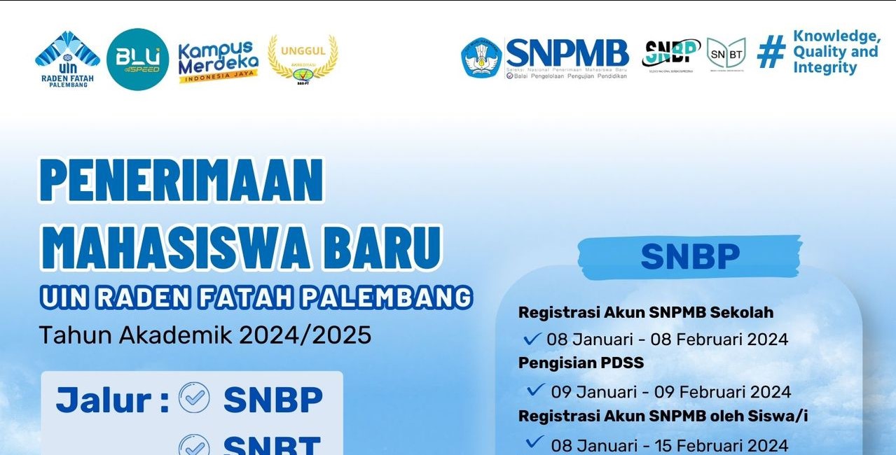 UIN Raden Fatah Palembang Sediakan 9 Prodi untuk Penerimaan Mahasiswa Baru melalui SNBP dan SNBT